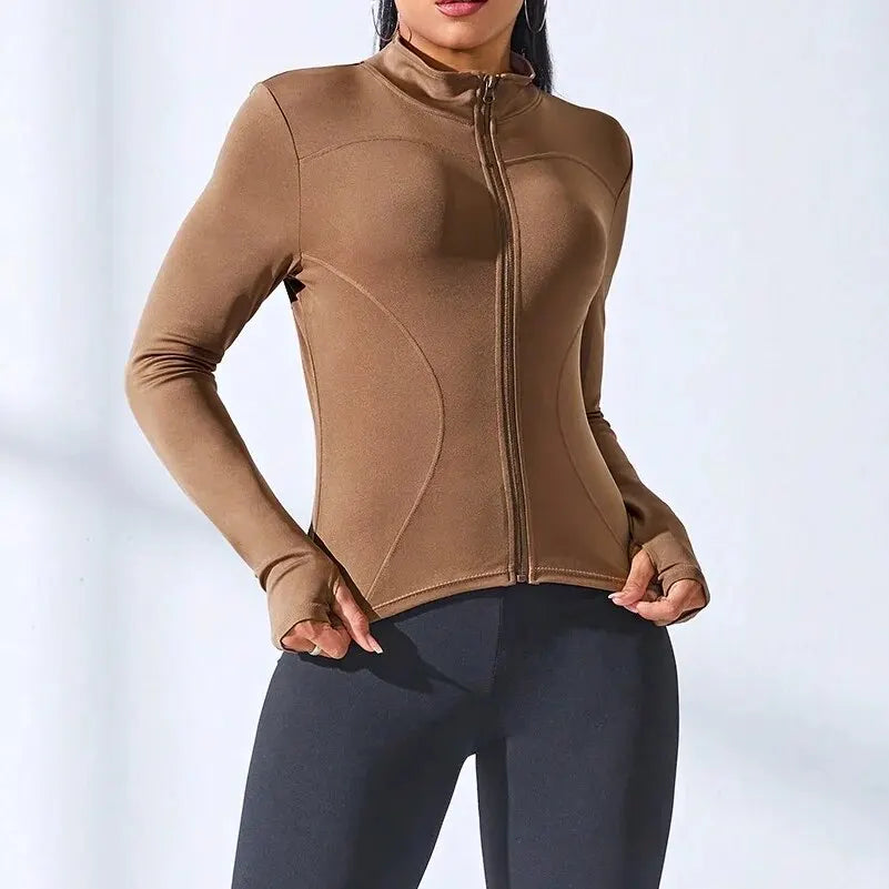 2024 Women's Slim Fit Yoga Jacket – Short Zipper Sports Coat, Body Sculpting Fitness Activewear